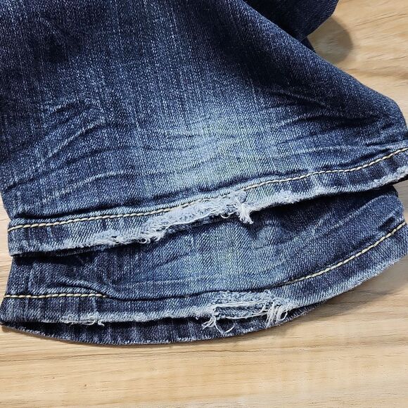 💜MEK Blue Zanzibar Distressed Boot Cut Jeans Size 6/28 - Picture 14 of 14